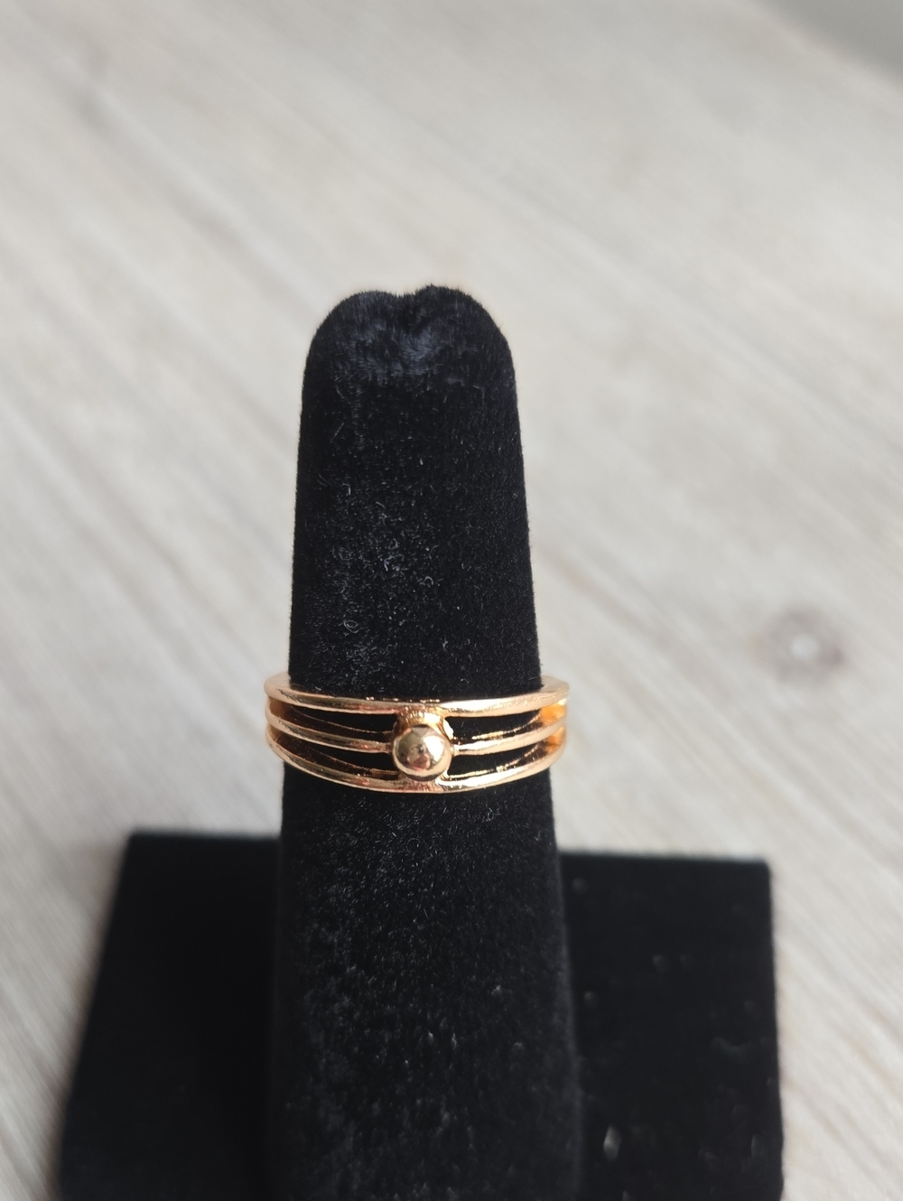 Gold-Tone Triple-Band Ring with Center Dome - Women's Jewelry.Size 5.